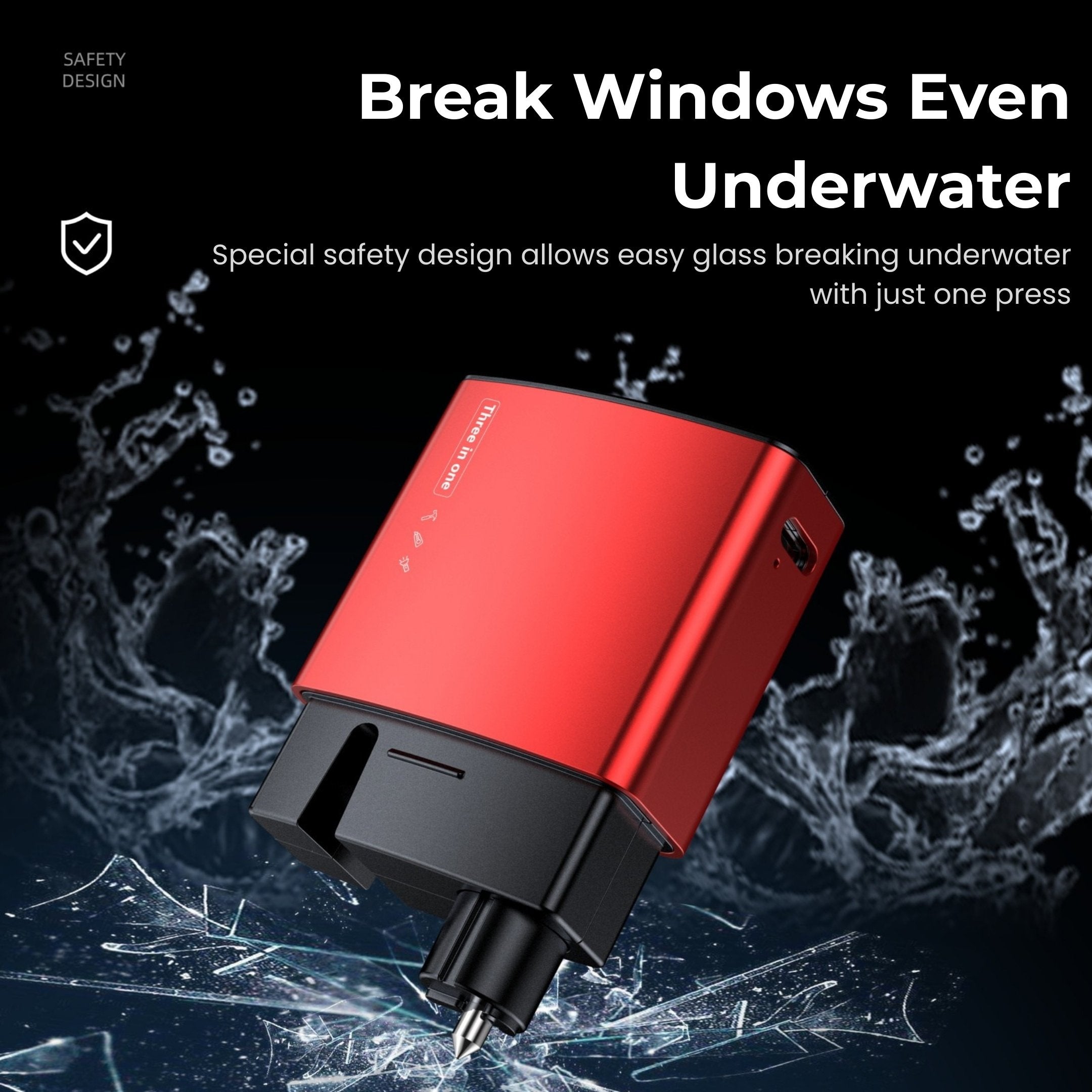 Airmag 3-in-1 Car Safety device with Glass Breaker, Seatbelt Cutter & Torch